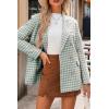 imageHappy Sailed Womens Plaid Tweed Blazers Dressy Casual Long Sleeve Double Breasted Open Front Blazer Jackets Work SuitsGreen