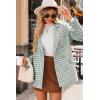imageHappy Sailed Womens Plaid Tweed Blazers Dressy Casual Long Sleeve Double Breasted Open Front Blazer Jackets Work SuitsGreen