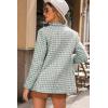 imageHappy Sailed Womens Plaid Tweed Blazers Dressy Casual Long Sleeve Double Breasted Open Front Blazer Jackets Work SuitsGreen
