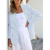 imageHappy Sailed Womens Plaid Tweed Blazers Dressy Casual Long Sleeve Double Breasted Open Front Blazer Jackets Work SuitsLight Blue