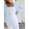 imageHappy Sailed Womens Plaid Tweed Blazers Dressy Casual Long Sleeve Double Breasted Open Front Blazer Jackets Work SuitsLight Blue