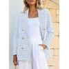 imageHappy Sailed Womens Plaid Tweed Blazers Dressy Casual Long Sleeve Double Breasted Open Front Blazer Jackets Work SuitsLight Blue