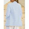 imageHappy Sailed Womens Plaid Tweed Blazers Dressy Casual Long Sleeve Double Breasted Open Front Blazer Jackets Work SuitsLight Blue
