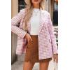 imageHappy Sailed Womens Plaid Tweed Blazers Dressy Casual Long Sleeve Double Breasted Open Front Blazer Jackets Work SuitsPink
