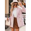 imageHappy Sailed Womens Plaid Tweed Blazers Dressy Casual Long Sleeve Double Breasted Open Front Blazer Jackets Work SuitsPink
