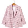 imageHappy Sailed Womens Plaid Tweed Blazers Dressy Casual Long Sleeve Double Breasted Open Front Blazer Jackets Work SuitsPink