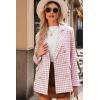 imageHappy Sailed Womens Plaid Tweed Blazers Dressy Casual Long Sleeve Double Breasted Open Front Blazer Jackets Work SuitsPink