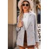 imageHappy Sailed Womens Plaid Tweed Blazers Dressy Casual Long Sleeve Double Breasted Open Front Blazer Jackets Work SuitsWhite