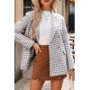 imageHappy Sailed Womens Plaid Tweed Blazers Dressy Casual Long Sleeve Double Breasted Open Front Blazer Jackets Work SuitsWhite