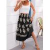 imageHappy Sailed Womens Retro Print Boho Maxi Skirt Elastic High Waist ALine Pleated Flowy Long Skirts Beach Vacation OutfitsBlack