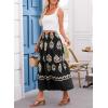imageHappy Sailed Womens Retro Print Boho Maxi Skirt Elastic High Waist ALine Pleated Flowy Long Skirts Beach Vacation OutfitsBlack
