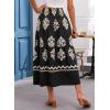 imageHappy Sailed Womens Retro Print Boho Maxi Skirt Elastic High Waist ALine Pleated Flowy Long Skirts Beach Vacation OutfitsBlack