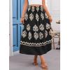 imageHappy Sailed Womens Retro Print Boho Maxi Skirt Elastic High Waist ALine Pleated Flowy Long Skirts Beach Vacation OutfitsBlack