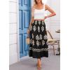 imageHappy Sailed Womens Retro Print Boho Maxi Skirt Elastic High Waist ALine Pleated Flowy Long Skirts Beach Vacation OutfitsBlack