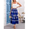 imageHappy Sailed Womens Retro Print Boho Maxi Skirt Elastic High Waist ALine Pleated Flowy Long Skirts Beach Vacation OutfitsBlue