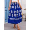 imageHappy Sailed Womens Retro Print Boho Maxi Skirt Elastic High Waist ALine Pleated Flowy Long Skirts Beach Vacation OutfitsBlue