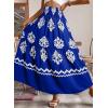 imageHappy Sailed Womens Retro Print Boho Maxi Skirt Elastic High Waist ALine Pleated Flowy Long Skirts Beach Vacation OutfitsBlue