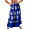 imageHappy Sailed Womens Retro Print Boho Maxi Skirt Elastic High Waist ALine Pleated Flowy Long Skirts Beach Vacation OutfitsBlue