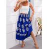 imageHappy Sailed Womens Retro Print Boho Maxi Skirt Elastic High Waist ALine Pleated Flowy Long Skirts Beach Vacation OutfitsBlue