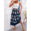 imageHappy Sailed Womens Retro Print Boho Maxi Skirt Elastic High Waist ALine Pleated Flowy Long Skirts Beach Vacation OutfitsDark Blue