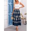 imageHappy Sailed Womens Retro Print Boho Maxi Skirt Elastic High Waist ALine Pleated Flowy Long Skirts Beach Vacation OutfitsDark Blue