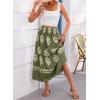 imageHappy Sailed Womens Retro Print Boho Maxi Skirt Elastic High Waist ALine Pleated Flowy Long Skirts Beach Vacation OutfitsGreen