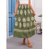 imageHappy Sailed Womens Retro Print Boho Maxi Skirt Elastic High Waist ALine Pleated Flowy Long Skirts Beach Vacation OutfitsGreen