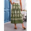 imageHappy Sailed Womens Retro Print Boho Maxi Skirt Elastic High Waist ALine Pleated Flowy Long Skirts Beach Vacation OutfitsGreen