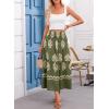 imageHappy Sailed Womens Retro Print Boho Maxi Skirt Elastic High Waist ALine Pleated Flowy Long Skirts Beach Vacation OutfitsGreen