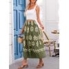 imageHappy Sailed Womens Retro Print Boho Maxi Skirt Elastic High Waist ALine Pleated Flowy Long Skirts Beach Vacation OutfitsGreen