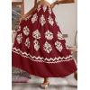 imageHappy Sailed Womens Retro Print Boho Maxi Skirt Elastic High Waist ALine Pleated Flowy Long Skirts Beach Vacation OutfitsRed