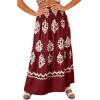 imageHappy Sailed Womens Retro Print Boho Maxi Skirt Elastic High Waist ALine Pleated Flowy Long Skirts Beach Vacation OutfitsRed