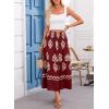 imageHappy Sailed Womens Retro Print Boho Maxi Skirt Elastic High Waist ALine Pleated Flowy Long Skirts Beach Vacation OutfitsRed