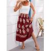 imageHappy Sailed Womens Retro Print Boho Maxi Skirt Elastic High Waist ALine Pleated Flowy Long Skirts Beach Vacation OutfitsRed