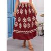 imageHappy Sailed Womens Retro Print Boho Maxi Skirt Elastic High Waist ALine Pleated Flowy Long Skirts Beach Vacation OutfitsRed