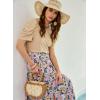imageHappy Sailed Womens Shirts Crew Neck Short Sleeve Lace Crochet Dressy Business Casual TopsBeige