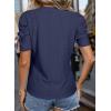 imageHappy Sailed Womens Shirts Crew Neck Short Sleeve Lace Crochet Dressy Business Casual TopsNavy Blue