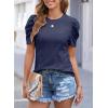 imageHappy Sailed Womens Shirts Crew Neck Short Sleeve Lace Crochet Dressy Business Casual TopsNavy Blue