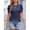 imageHappy Sailed Womens Shirts Crew Neck Short Sleeve Lace Crochet Dressy Business Casual TopsNavy Blue