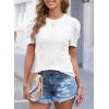 imageHappy Sailed Womens Shirts Crew Neck Short Sleeve Lace Crochet Dressy Business Casual TopsWhite