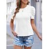 imageHappy Sailed Womens Shirts Crew Neck Short Sleeve Lace Crochet Dressy Business Casual TopsWhite