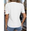 imageHappy Sailed Womens Shirts Crew Neck Short Sleeve Lace Crochet Dressy Business Casual TopsWhite