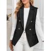 imageHappy Sailed Womens Sleeveless Vest Tops 2025 Trendy Double Breasted Tweed Blazer Business Work Suits with PocketsBlack