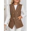 imageHappy Sailed Womens Sleeveless Vest Tops 2025 Trendy Double Breasted Tweed Blazer Business Work Suits with PocketsBrown