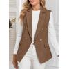 imageHappy Sailed Womens Sleeveless Vest Tops 2025 Trendy Double Breasted Tweed Blazer Business Work Suits with PocketsBrown