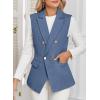 imageHappy Sailed Womens Sleeveless Vest Tops 2025 Trendy Double Breasted Tweed Blazer Business Work Suits with PocketsDusk Blue