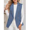 imageHappy Sailed Womens Sleeveless Vest Tops 2025 Trendy Double Breasted Tweed Blazer Business Work Suits with PocketsDusk Blue