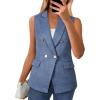 imageHappy Sailed Womens Sleeveless Vest Tops 2025 Trendy Double Breasted Tweed Blazer Business Work Suits with PocketsDusk Blue