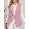 imageHappy Sailed Womens Sleeveless Vest Tops 2025 Trendy Double Breasted Tweed Blazer Business Work Suits with PocketsPink