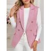 imageHappy Sailed Womens Sleeveless Vest Tops 2025 Trendy Double Breasted Tweed Blazer Business Work Suits with PocketsPink